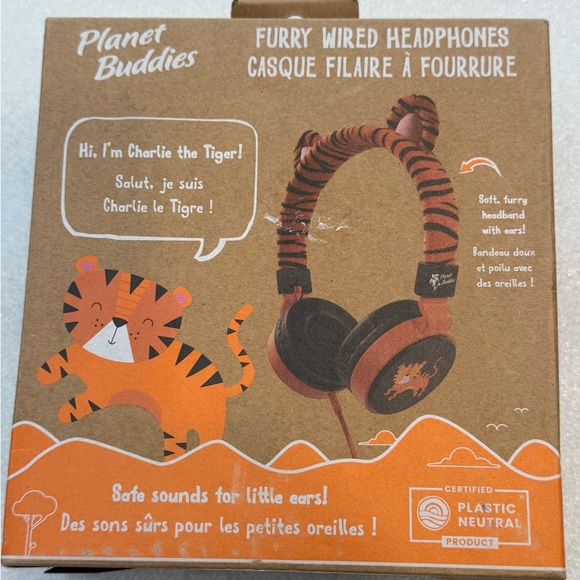 Planet Buddies Other - Furry Wired‎ Headphones - Orange and Black